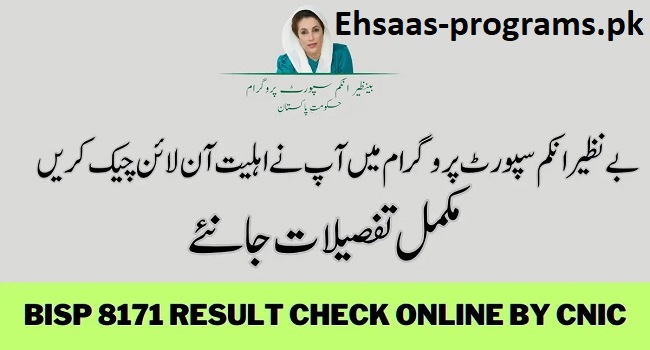 BISP CNIC Check Online Result in 2023 - Ehsaas Program 8171