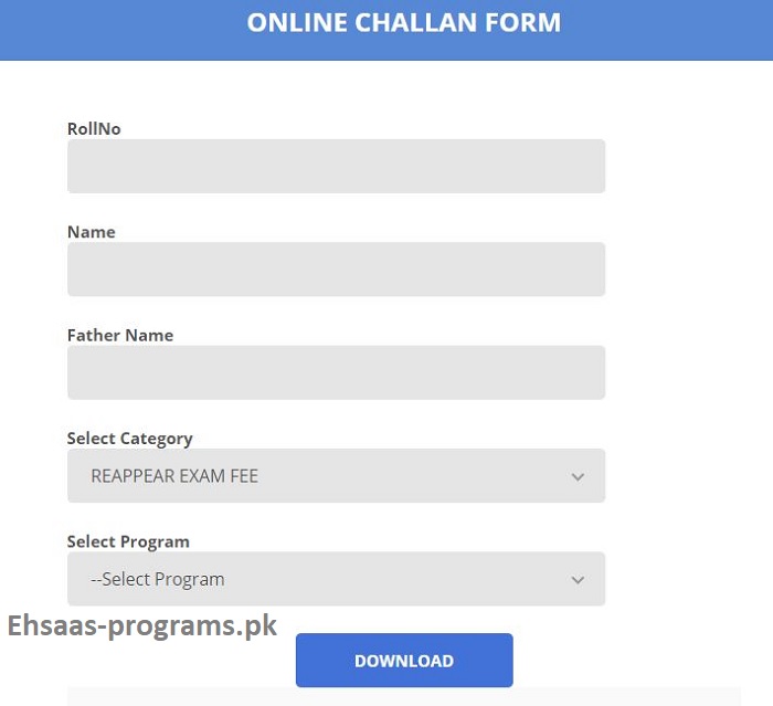 AIOU Degree CHALLAN Form 