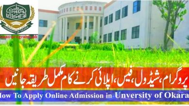 University of Okara Apply Online Admission 2024 for All Programs