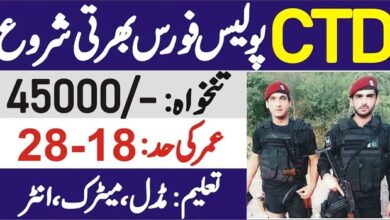 CTD Jobs Punjab Police in Pakistan for Males & Female's [2024]