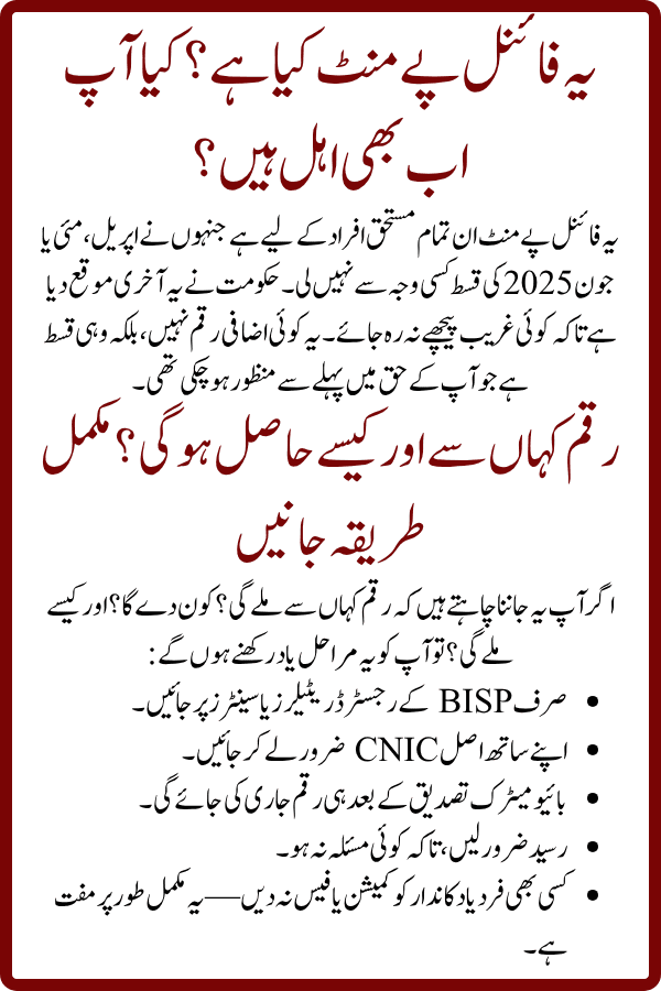 8171 BISP July 2025 Payment – Check Your CNIC Online at BISP Portal